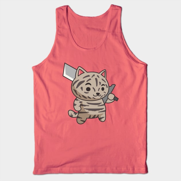 Warrior Cat with Big Sword Tank Top by catprocat